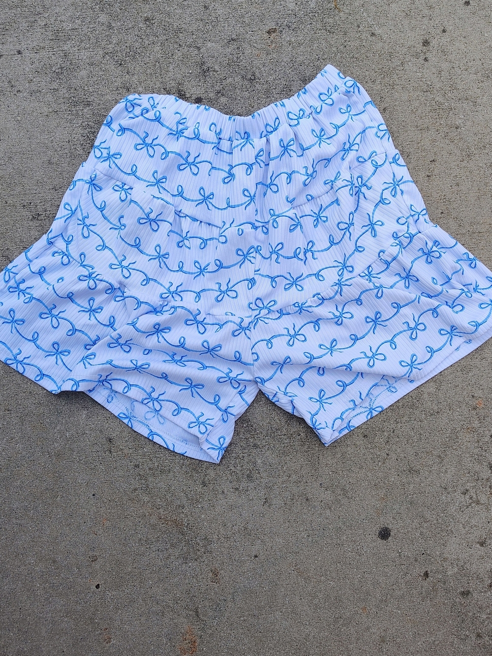 Girl's White & Blue Patterned Shorts